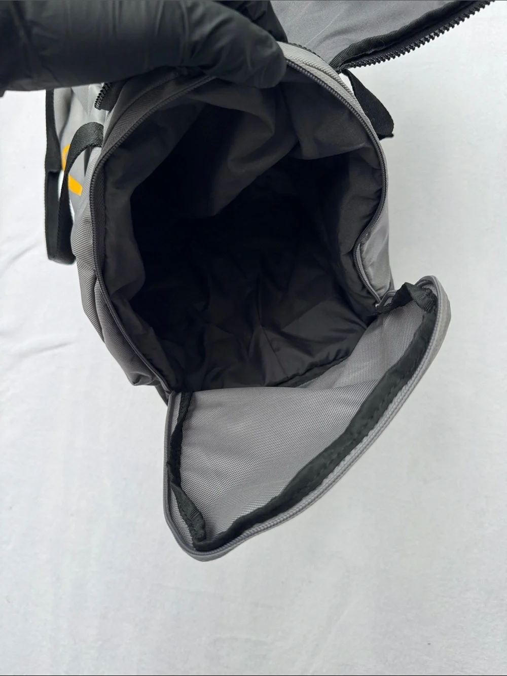 Nike Gray Duffel Bag with Yellow Swoosh - Men's Sports Gear w/ Shoe Compartment